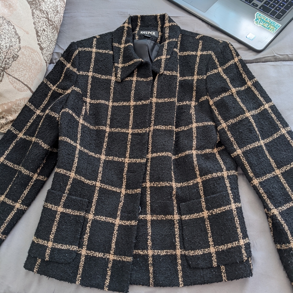 Gold and Black Plaid Coat